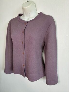 De Rotchild Mauve Textured Knit Cardigan Sweater Size L